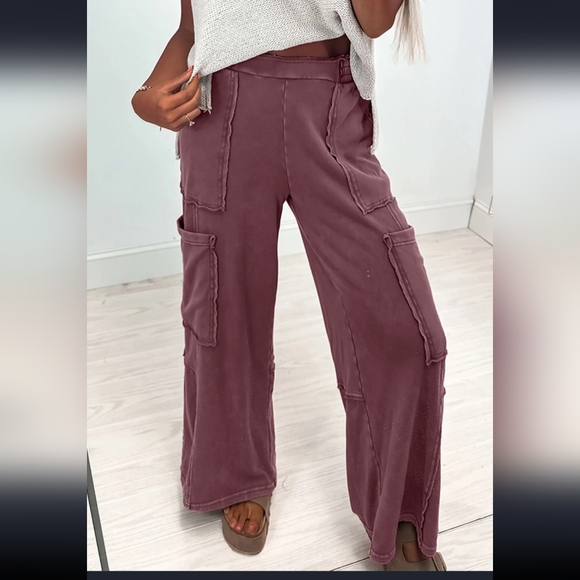 Boutique Pants - Boutique Mineral Red 100% Cotton Cargo Pants